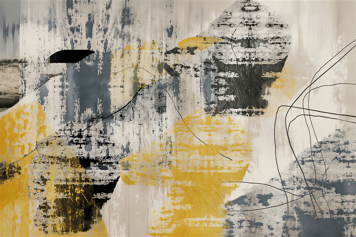 Papier peint fond abstrait de peintures noires et dorées