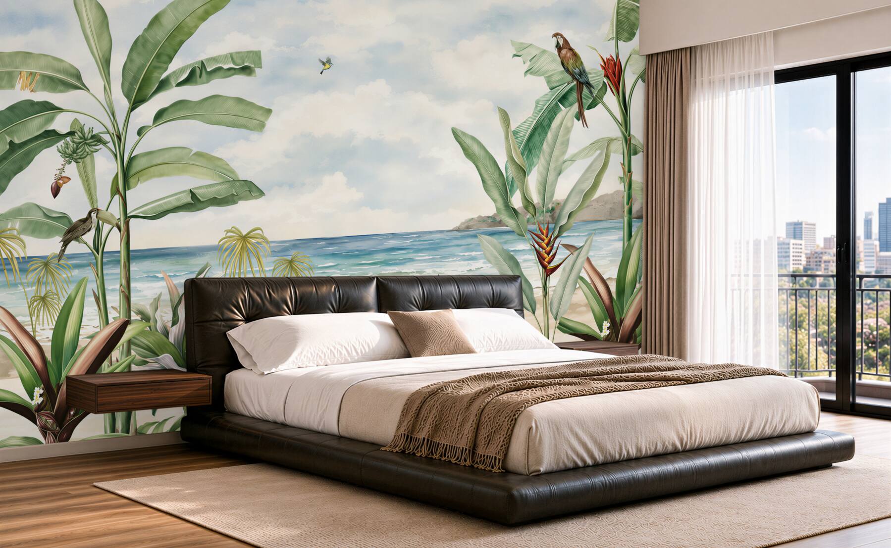 Papier peint plage tropicale et vagues calmes