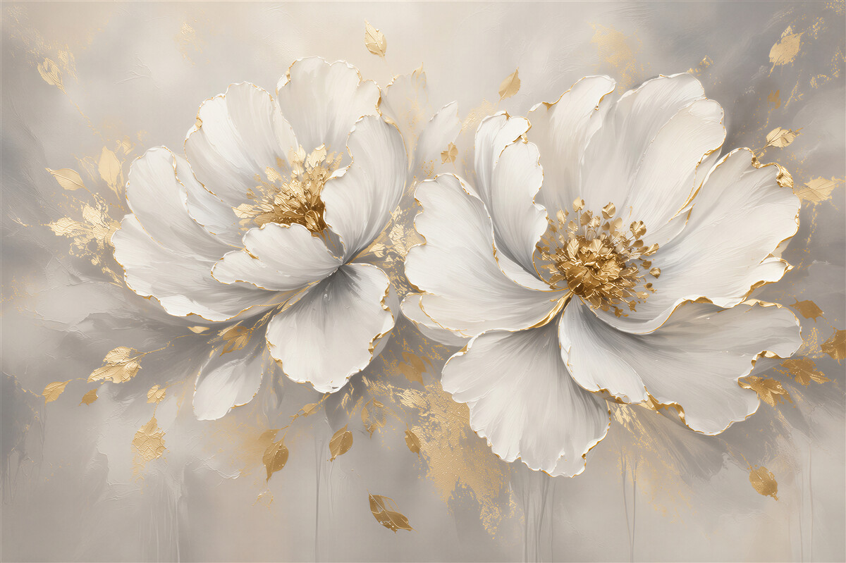 Papier peint luxueuses boutons de fleurs blanches