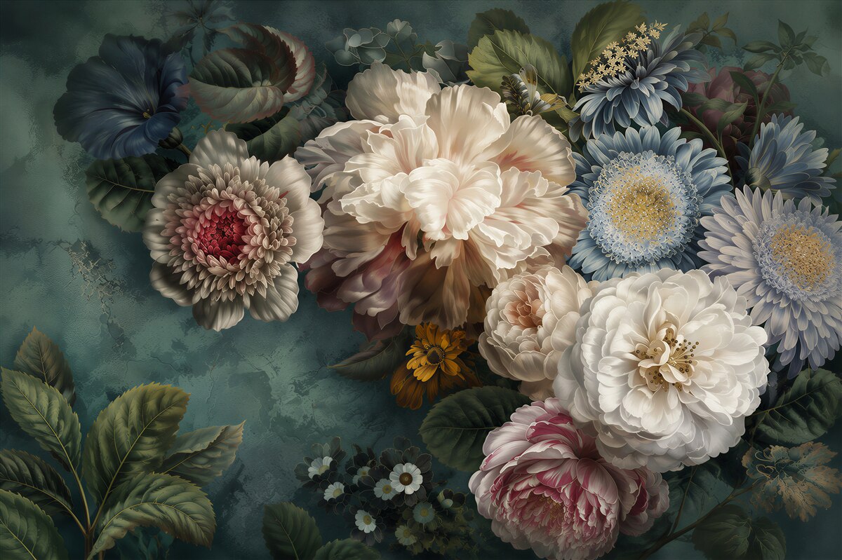 Papier peint bouquet de belles et délicates fleurs