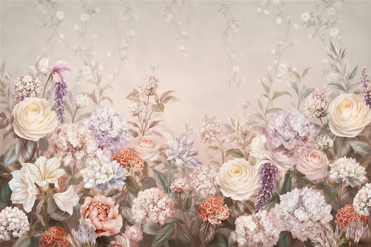 Papier peint fleurs des champs sous un ciel nocturne