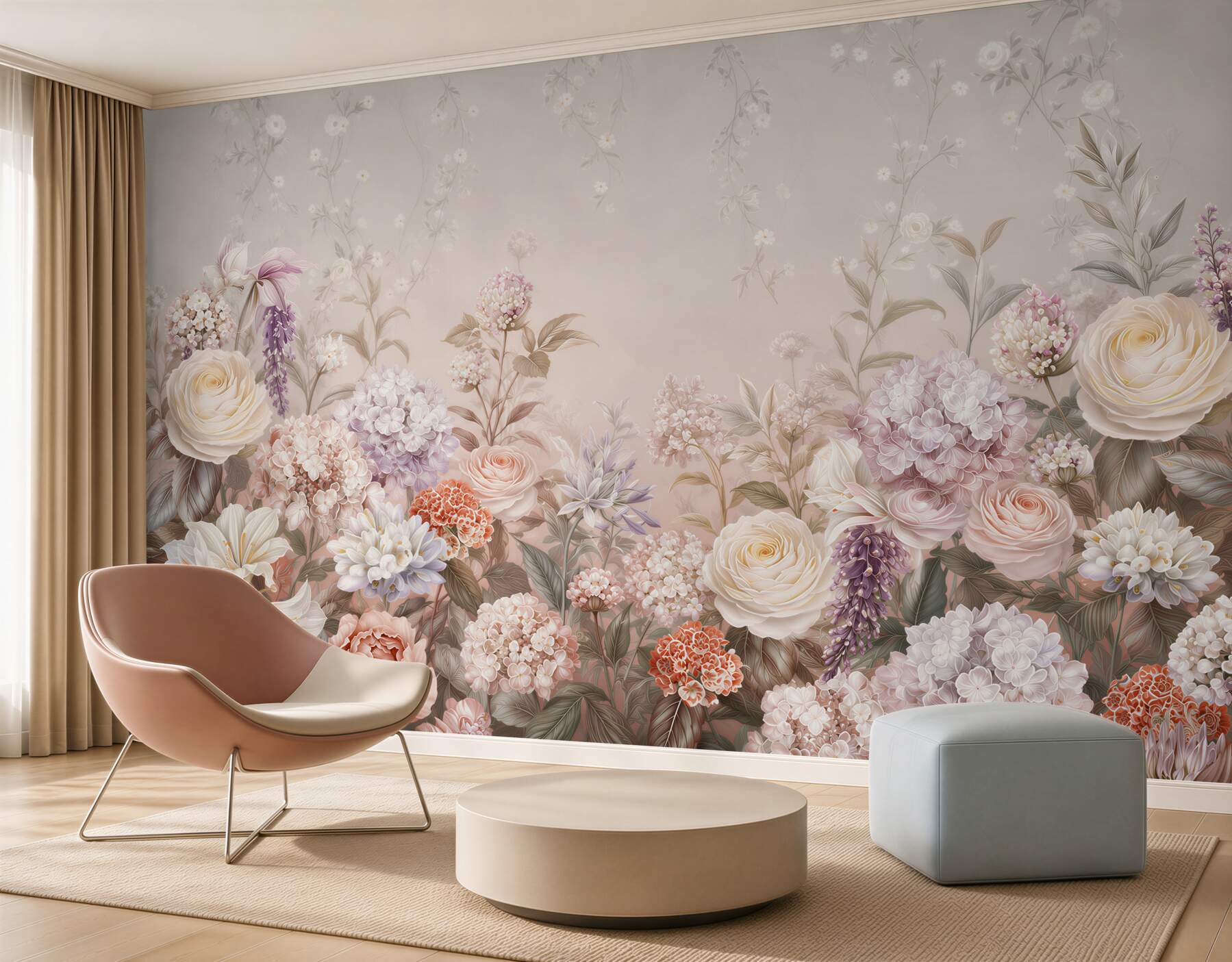 Papier peint fleurs des champs sous un ciel nocturne