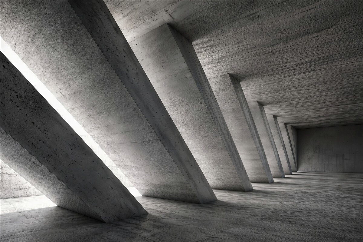 Papier peint tunnel architectural gris
