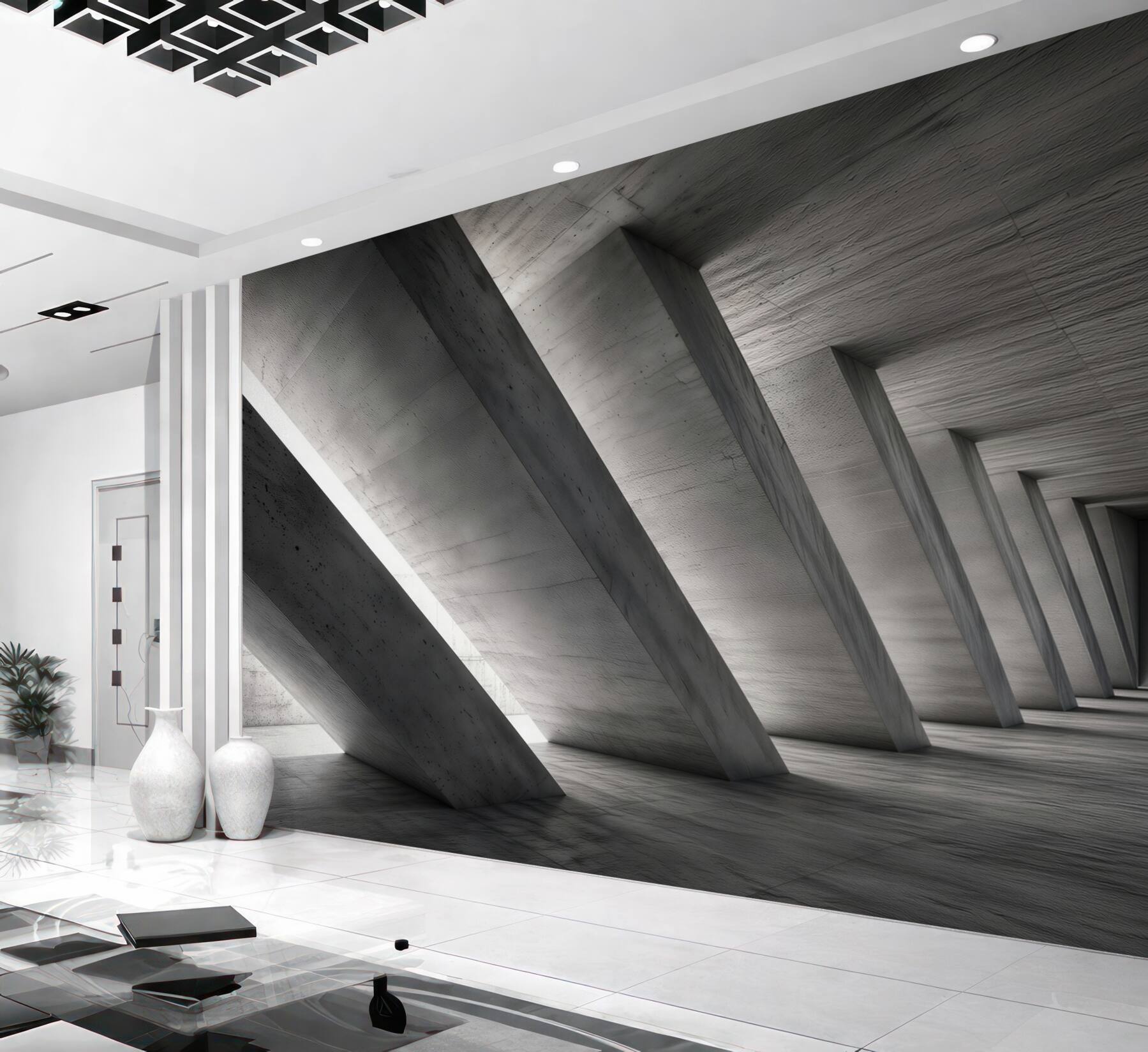 Papier peint tunnel architectural gris