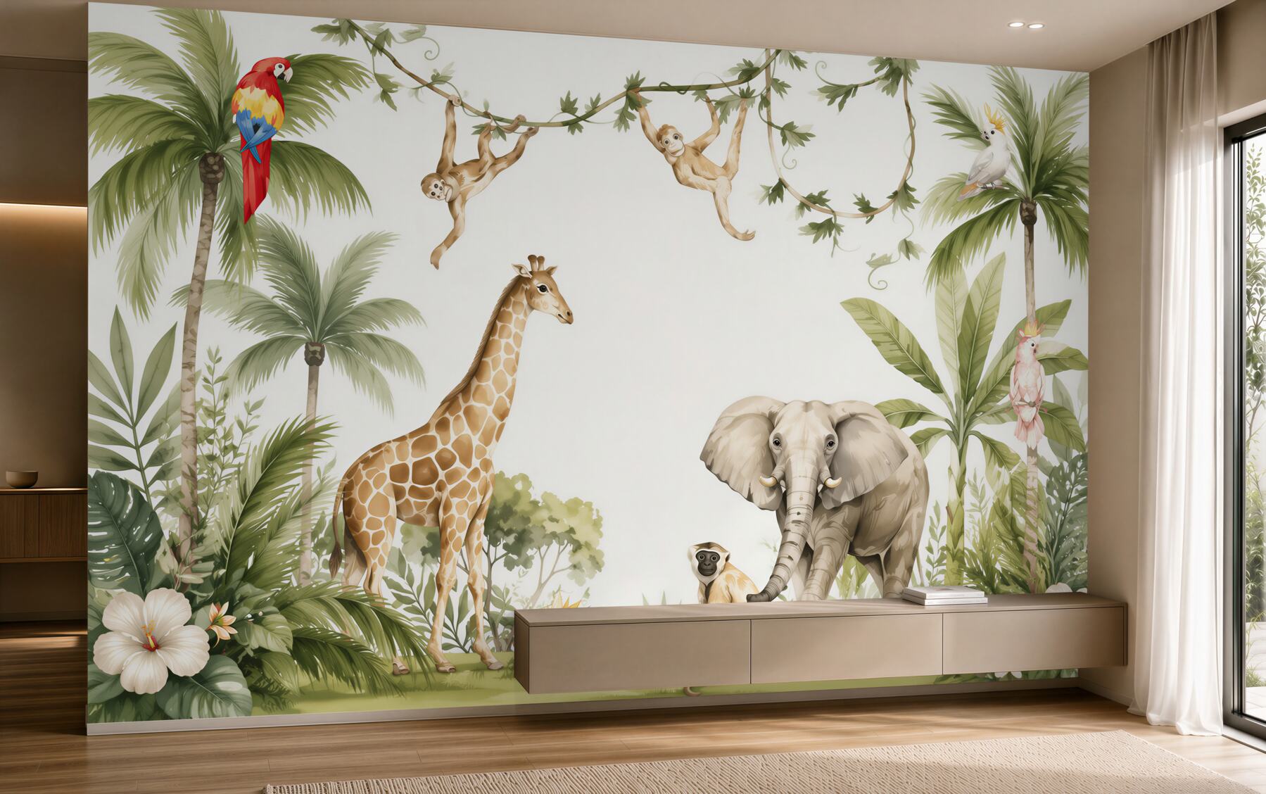 Papier peint animaux de la jungle tropicale