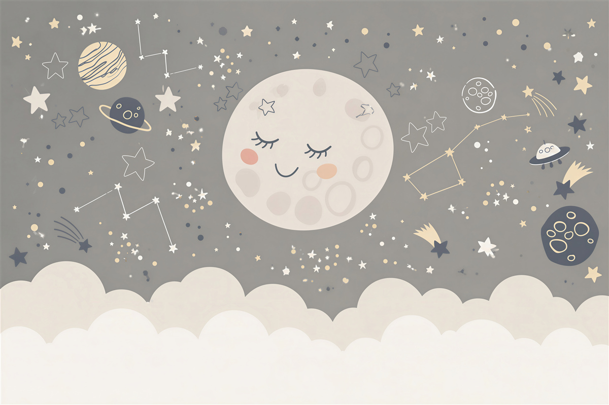 Papier peint pleine lune avec les yeux fermés