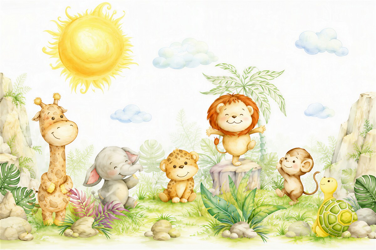 Papier peint animaux mignons s'amusant bien