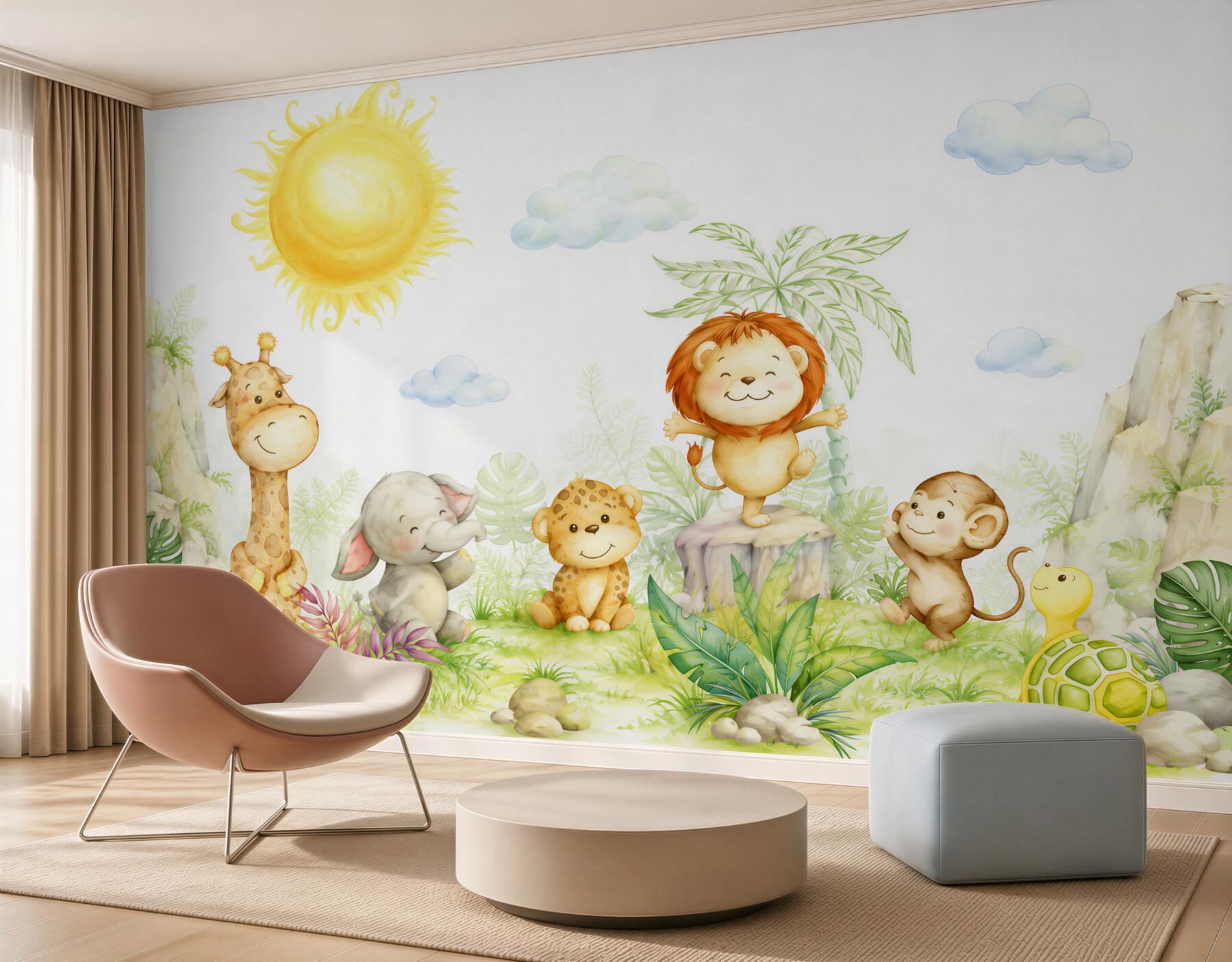 Papier peint animaux mignons s'amusant bien