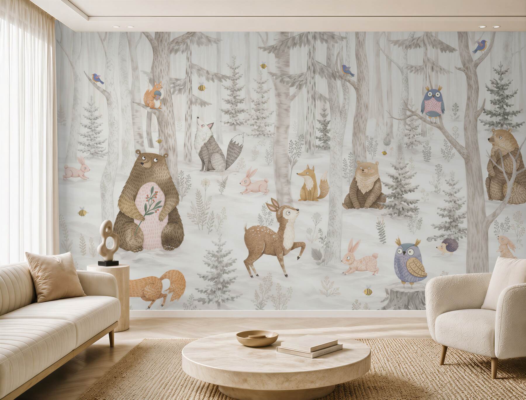 Papier peint ours et autres animaux forestiers