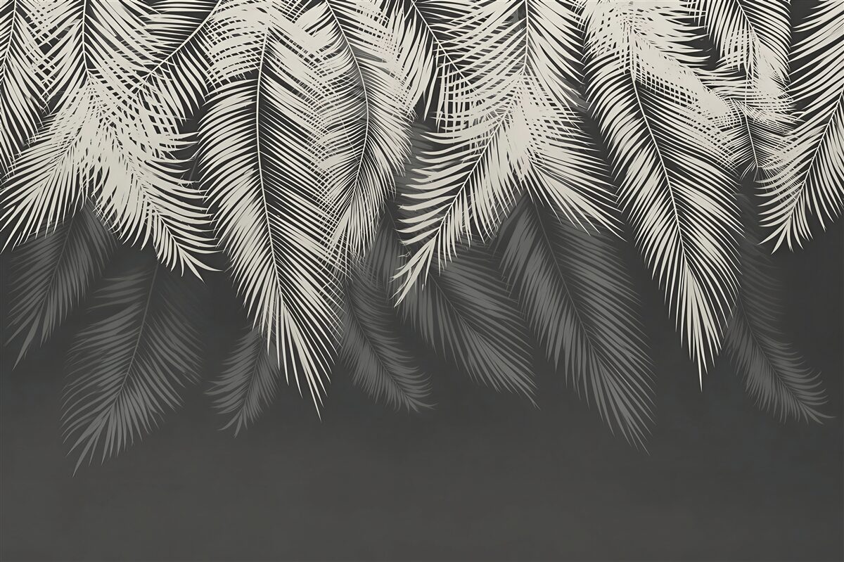 Papier peint feuilles de fougère dans une nuit noire
