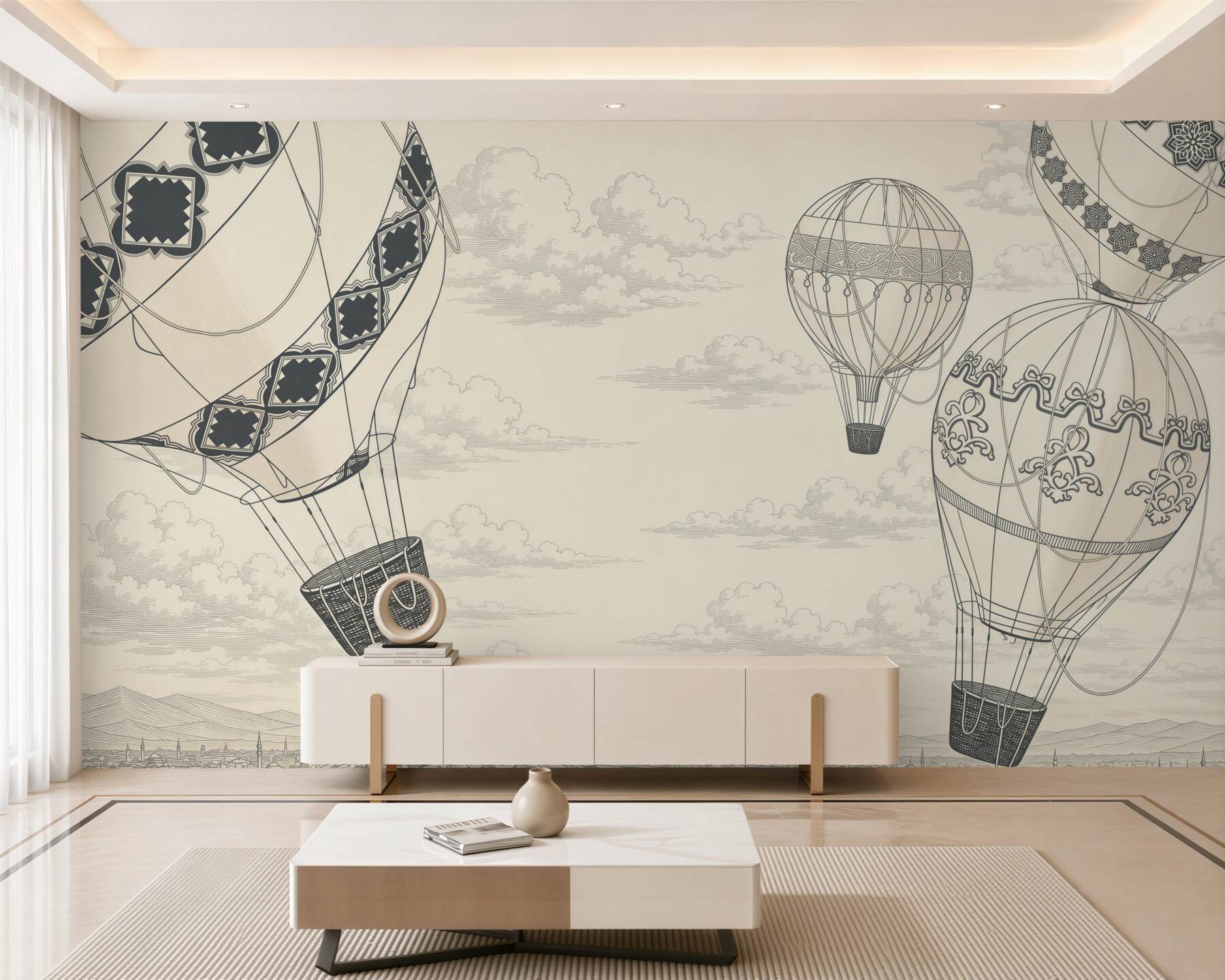 Papier peint ballons en vol