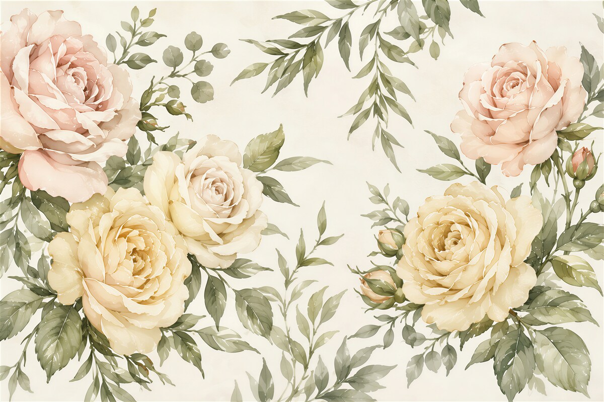 Papier peint Roses ouvertes peintes
