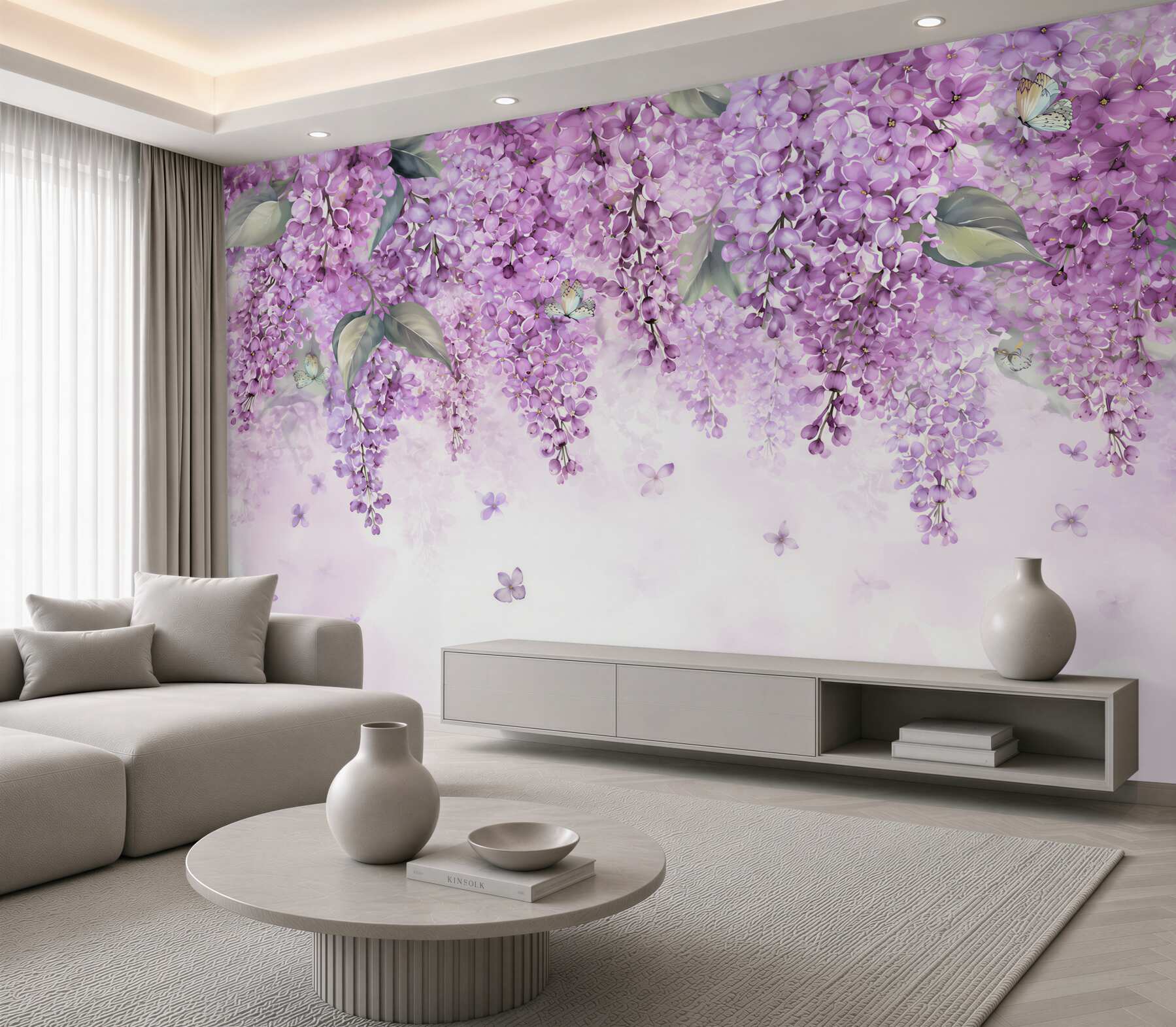 Papier peint mur lilas clair