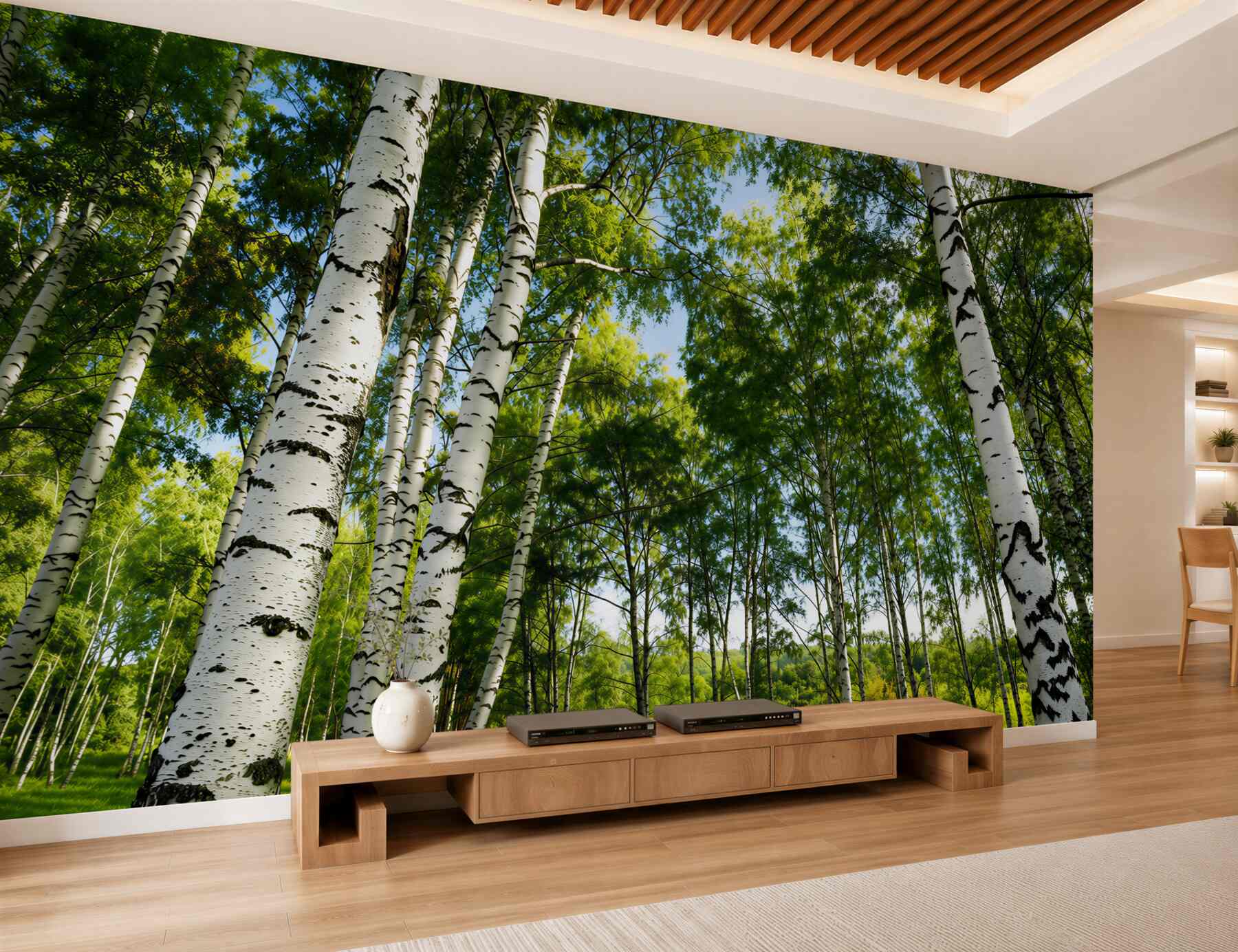 Papier peint forêt de bouleaux