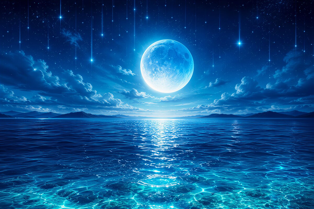 Papier peint Pleine lune et étoiles