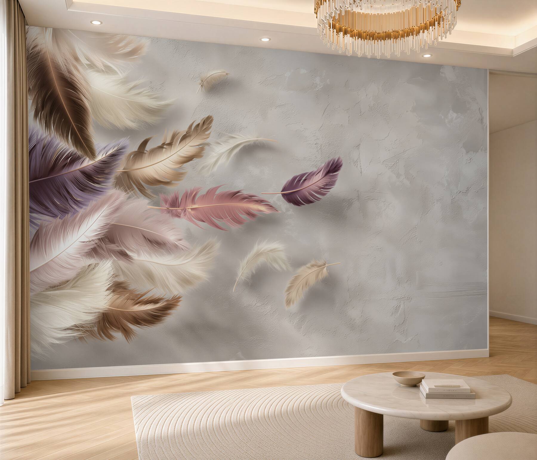 Papier peint plumes volantes