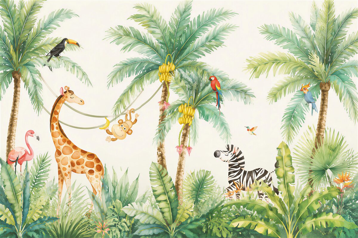 Papier peint girafe, giraffidae et tapisserie