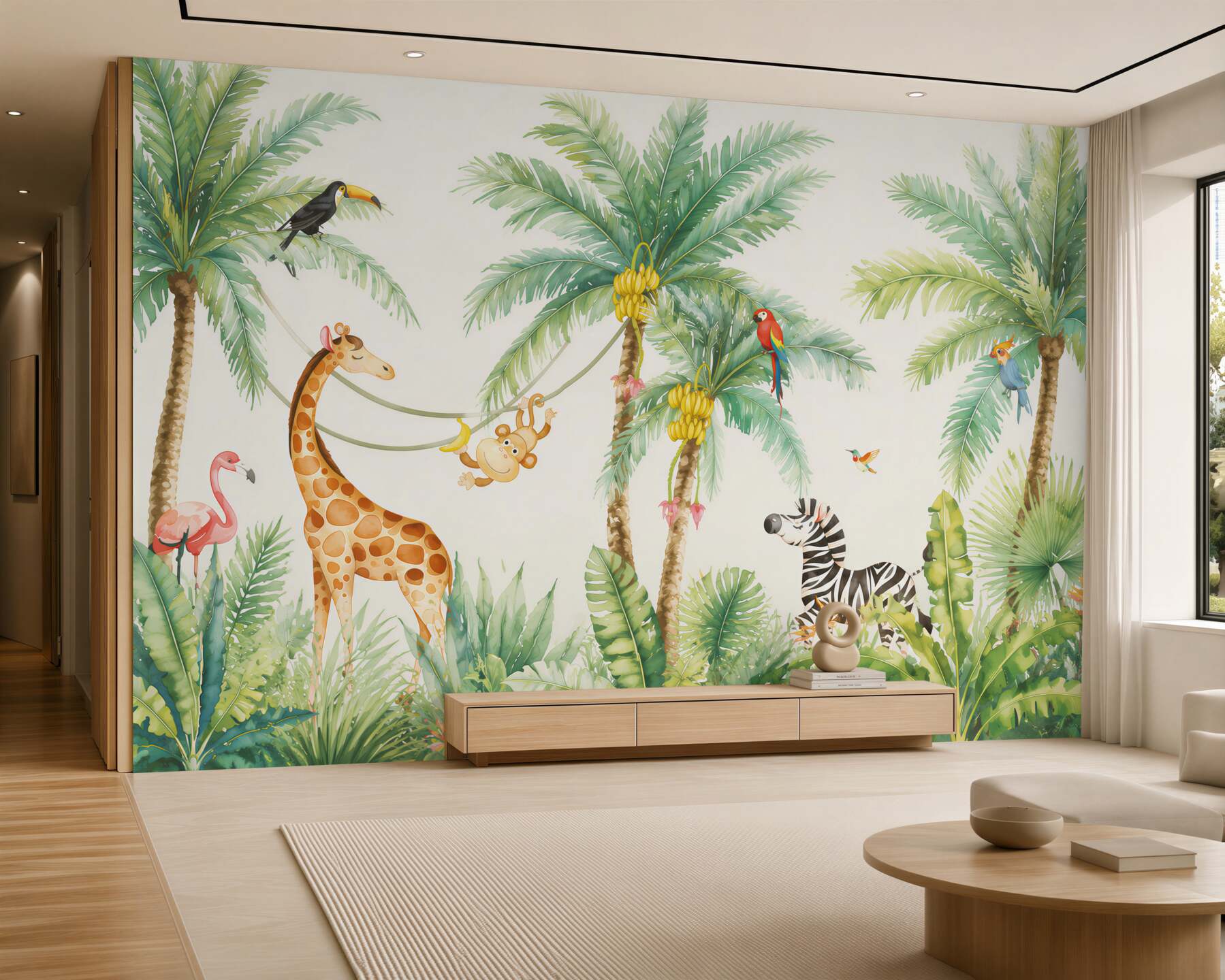 Papier peint girafe, giraffidae et tapisserie