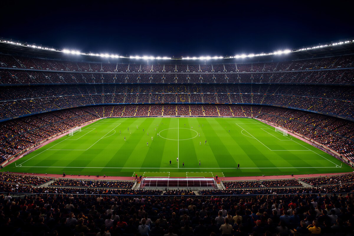 Papier peint terrain de football avec des supporters