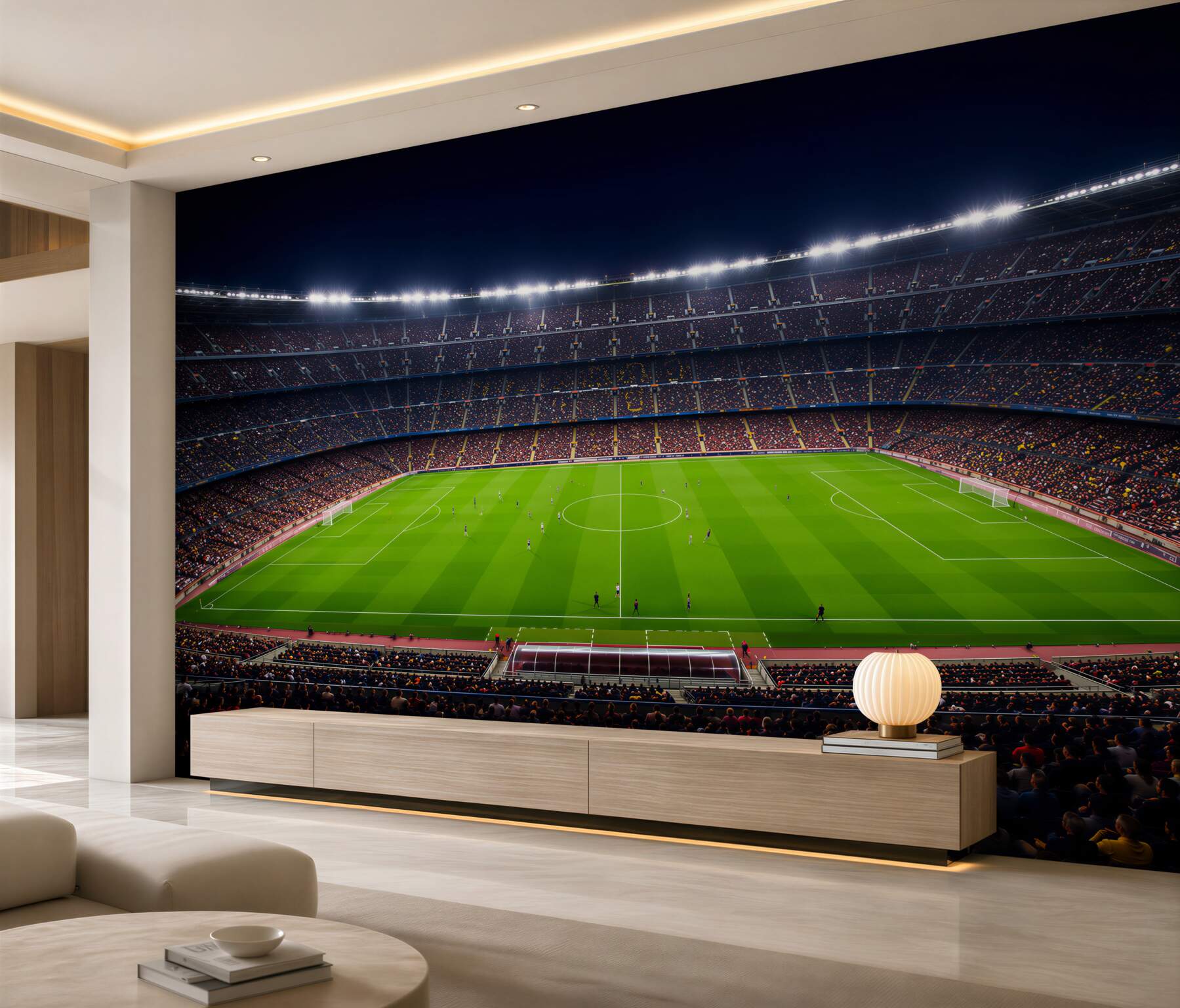 Papier peint terrain de football avec des supporters