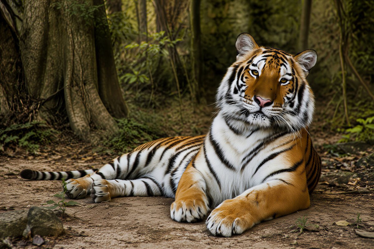 Papier peint grand tigre se reposant