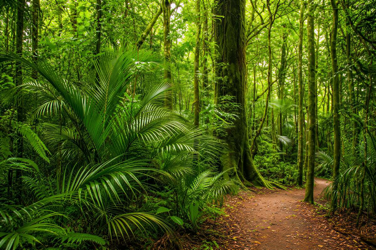 Papier peint jungle tropicale dense et verte
