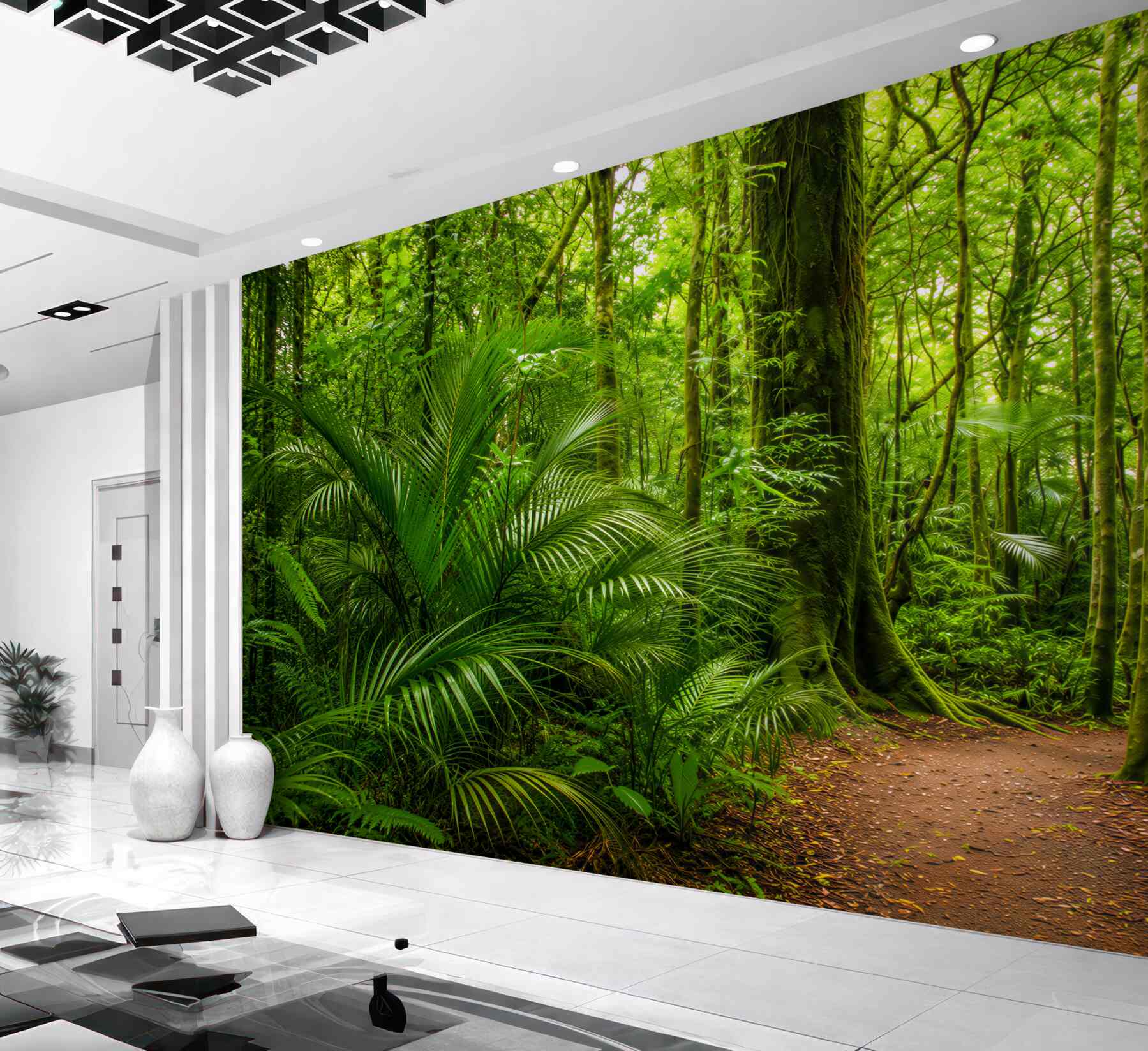 Papier peint jungle tropicale dense et verte