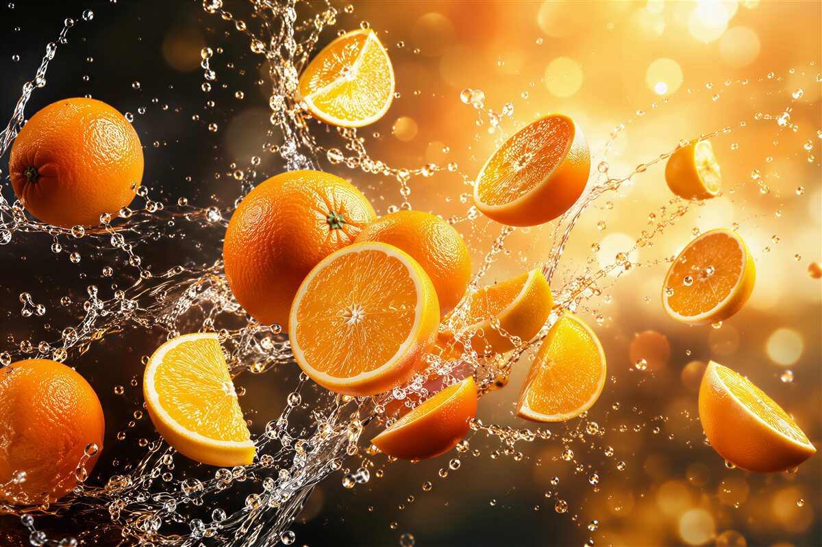 Papier peint morceaux d'oranges juteuses