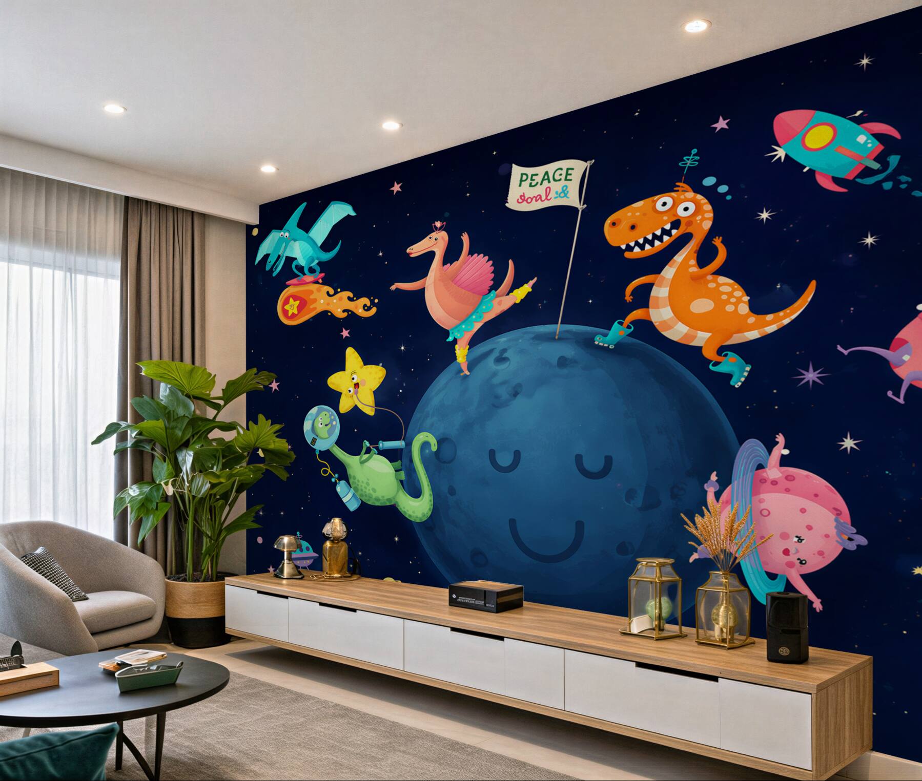 Papier peint Dinosaures dans l'espace