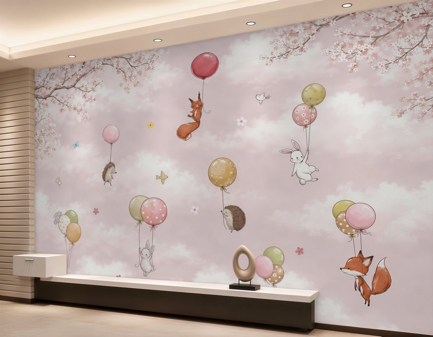 Papier peint Animaux flottant sur des ballons