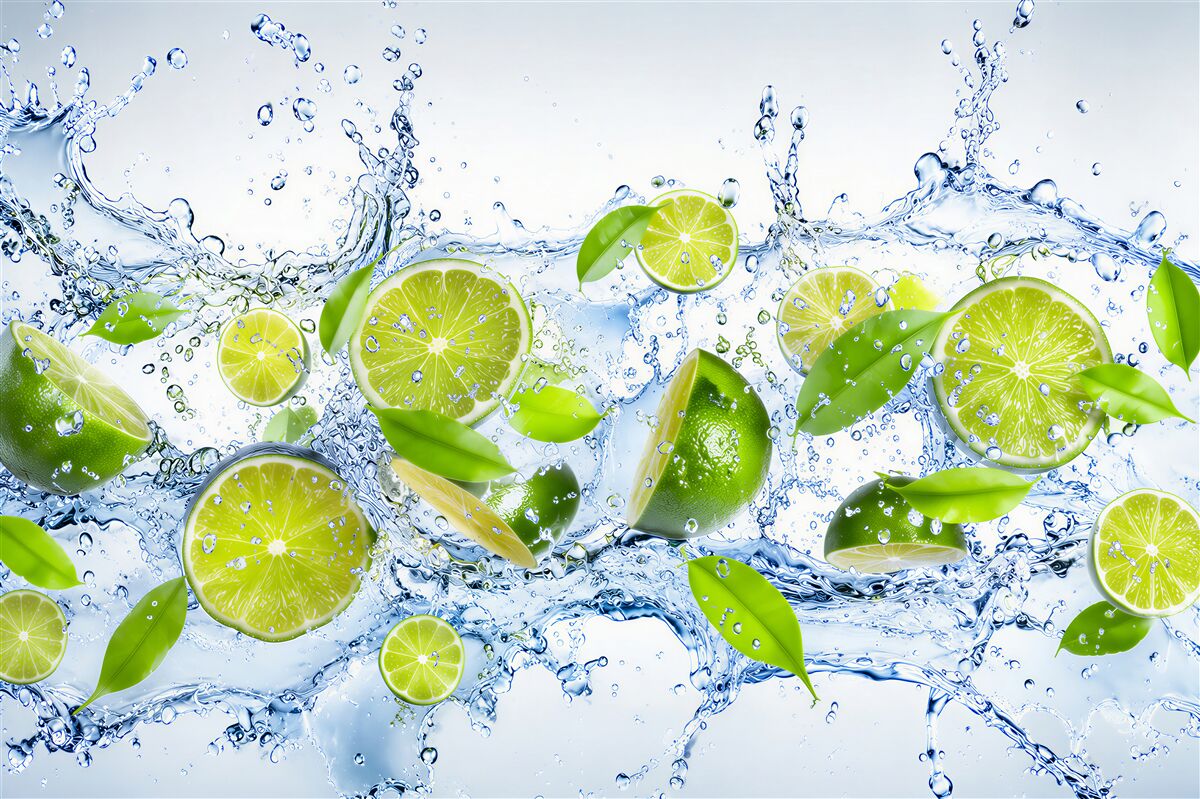 Papier peint Tranche de citron dans l'eau
