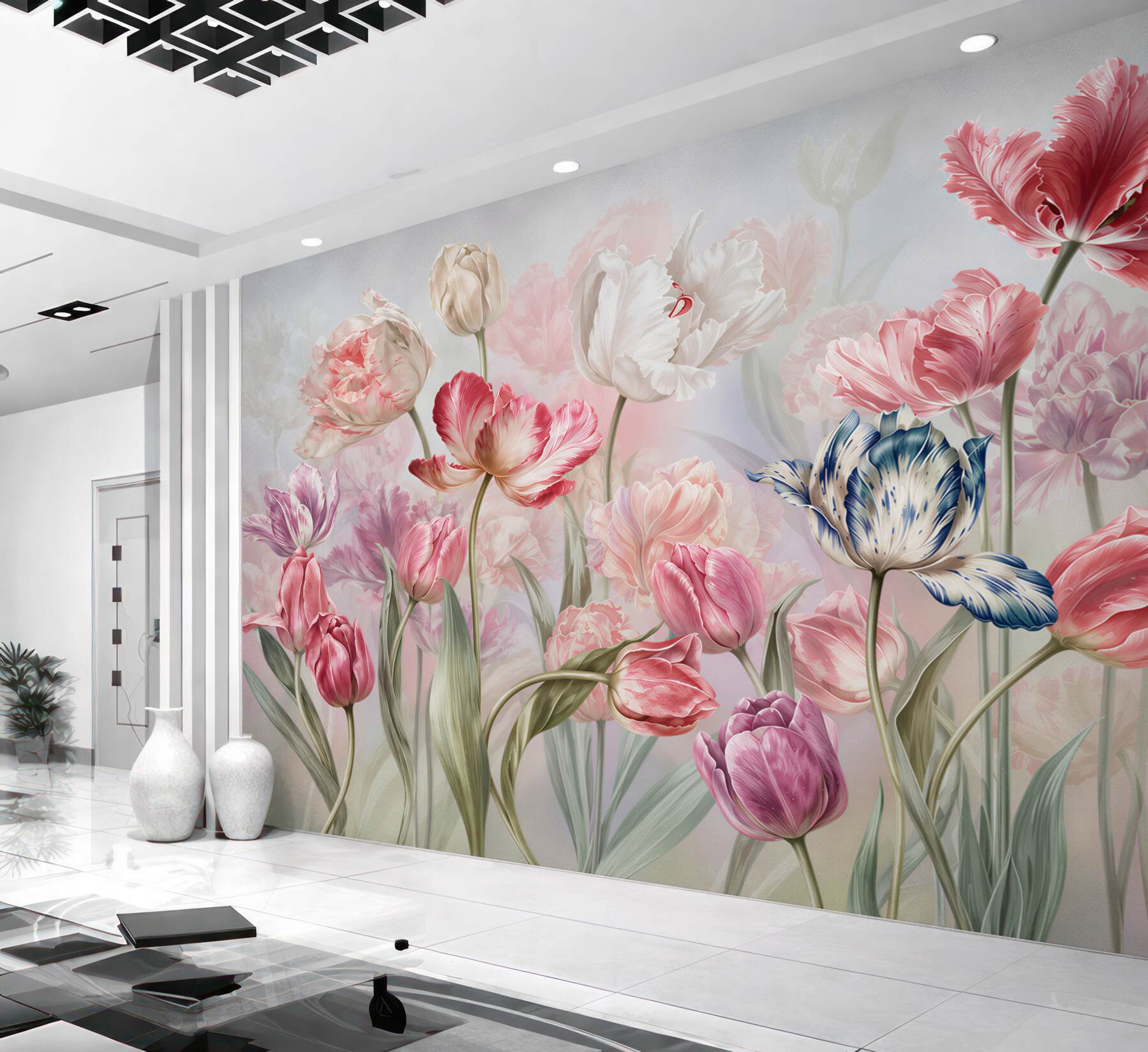 Papier peint Différentes belles fleurs