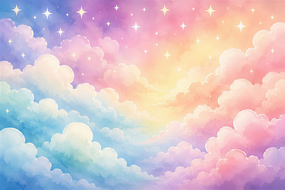 Papier peint nuages multicolores dans le ciel lumineux