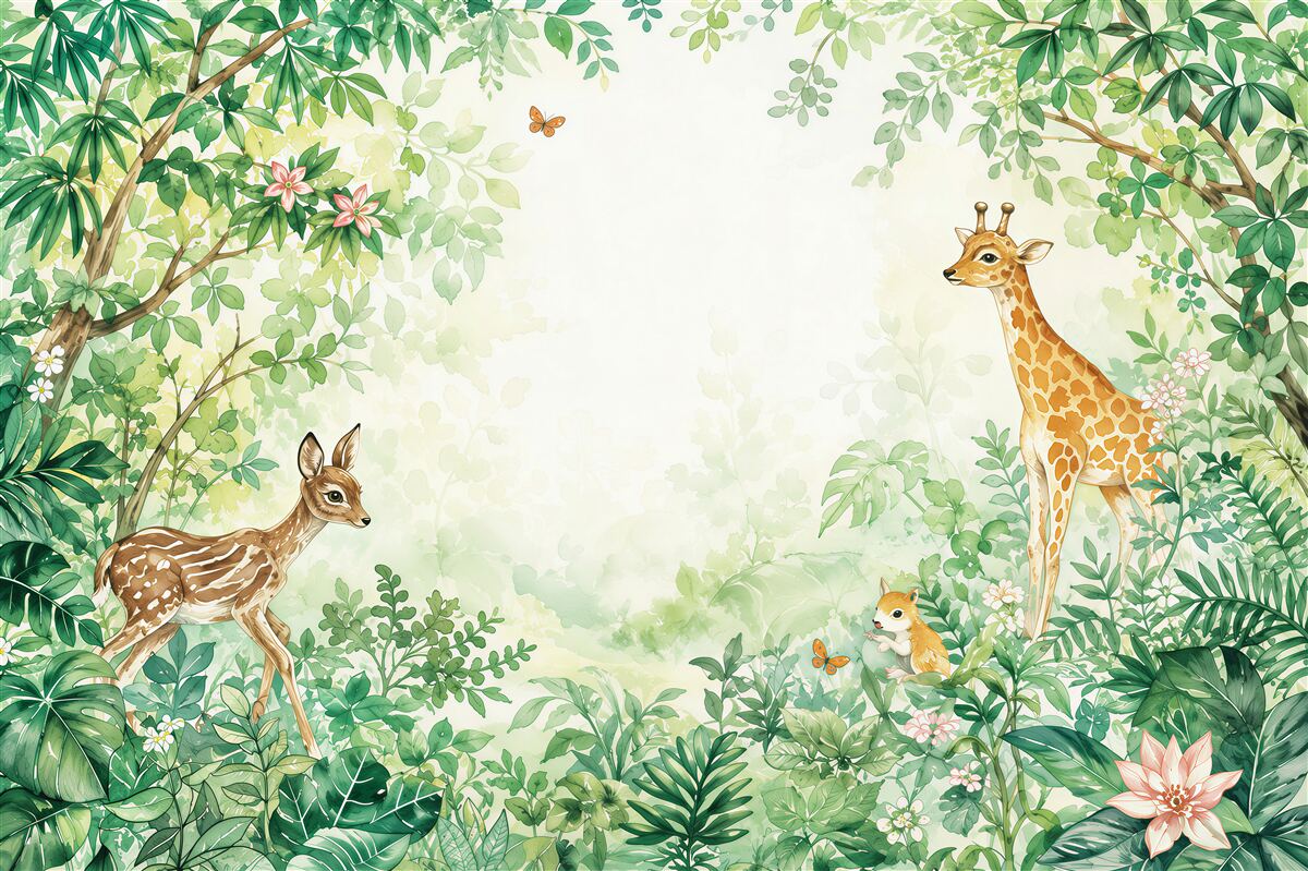 Papier peint rencontre entre une girafe et un cerf