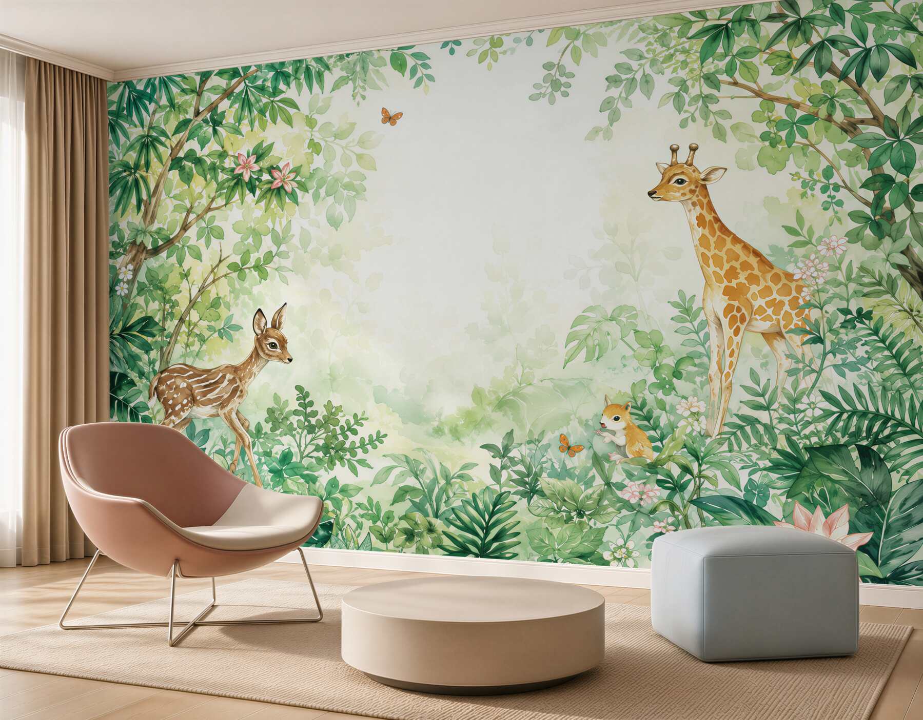 Papier peint rencontre entre une girafe et un cerf