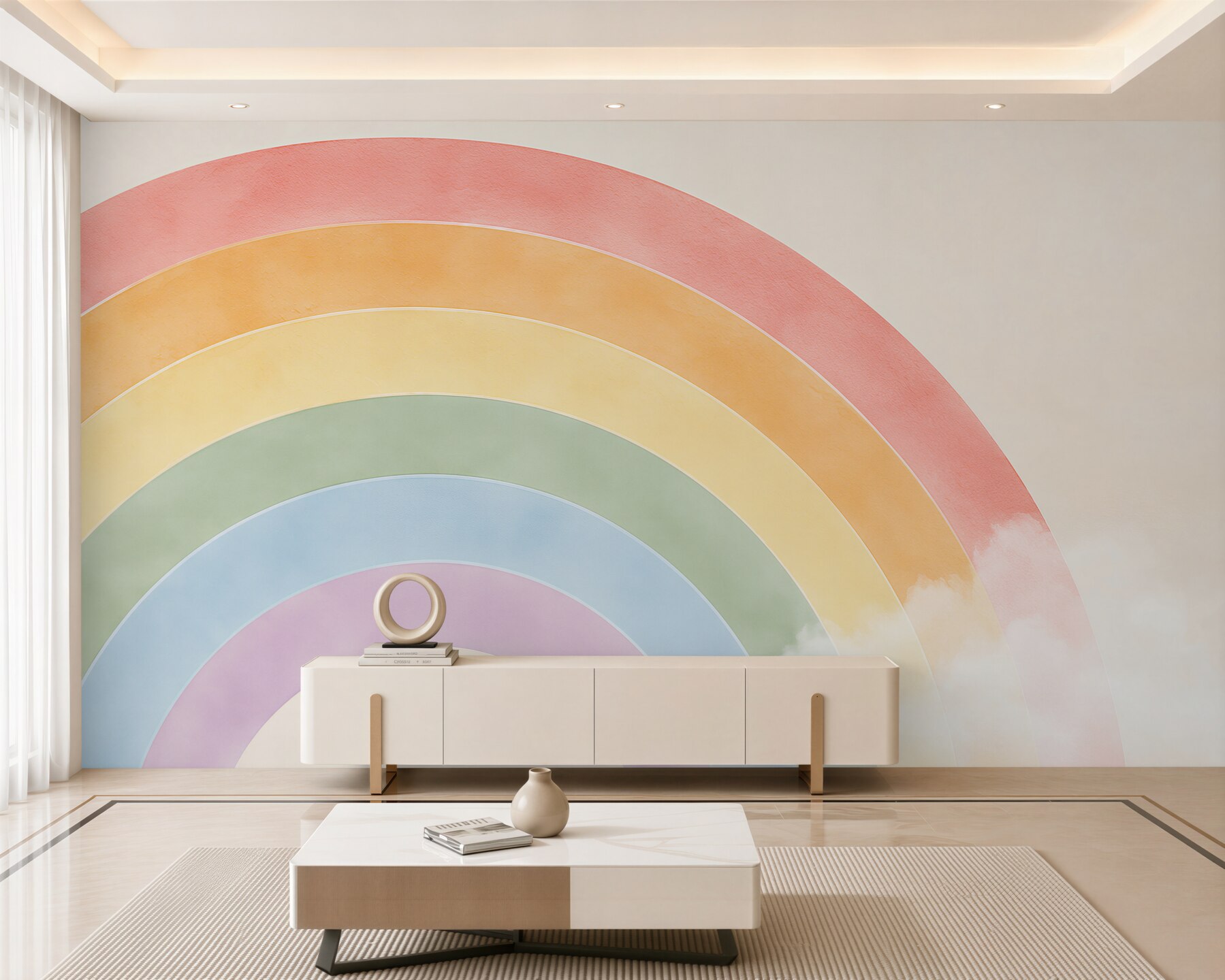 Papier peint Belle arc-en-ciel dans les nuages