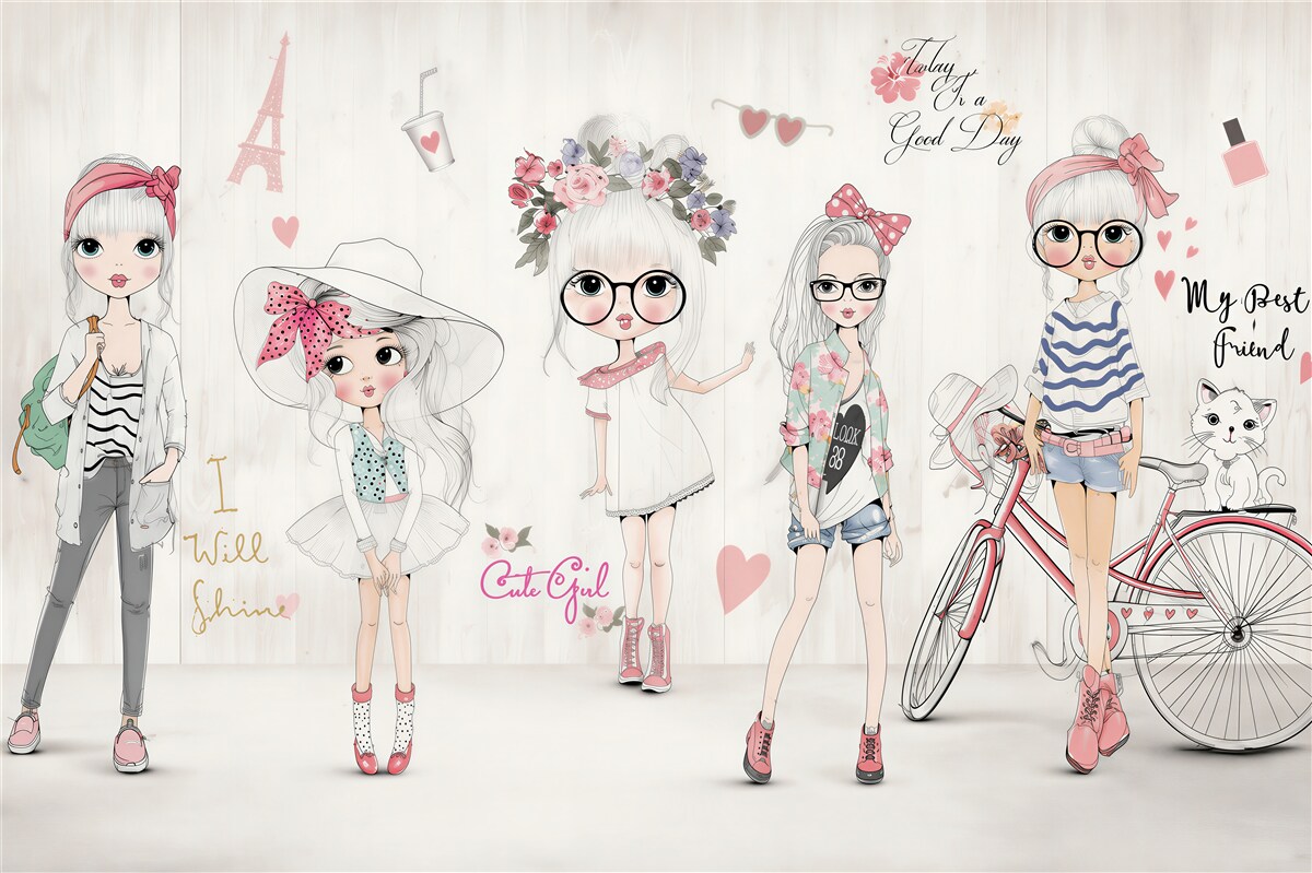 Papier peint Filles élégantes et stylées
