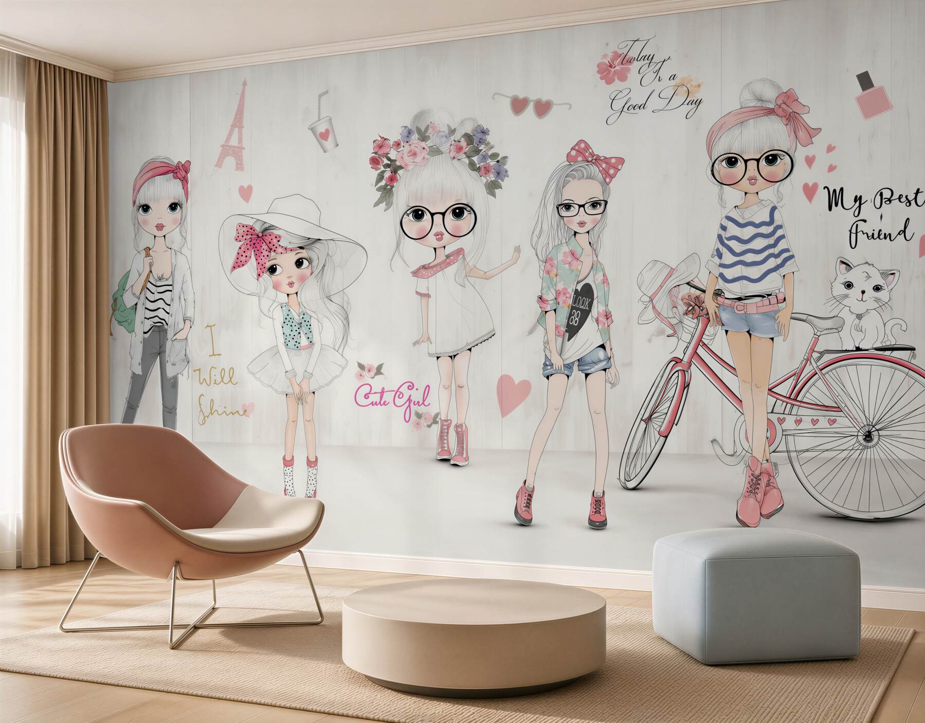 Papier peint Filles élégantes et stylées