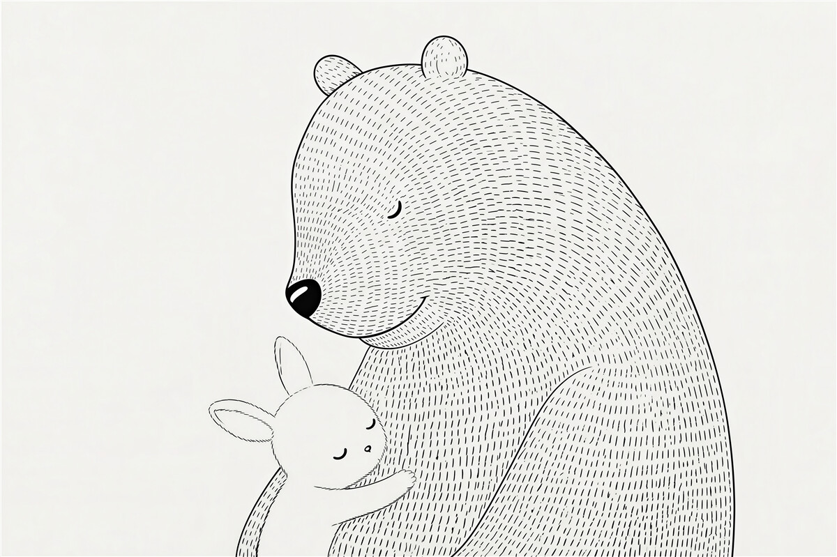 Papier peint Ours et lapin