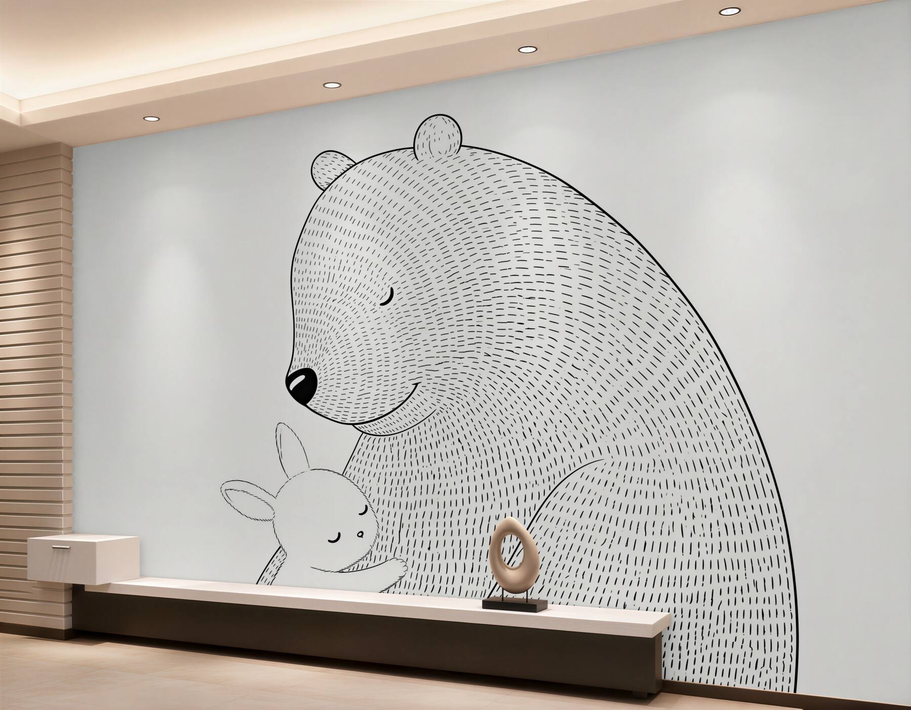 Papier peint Ours et lapin