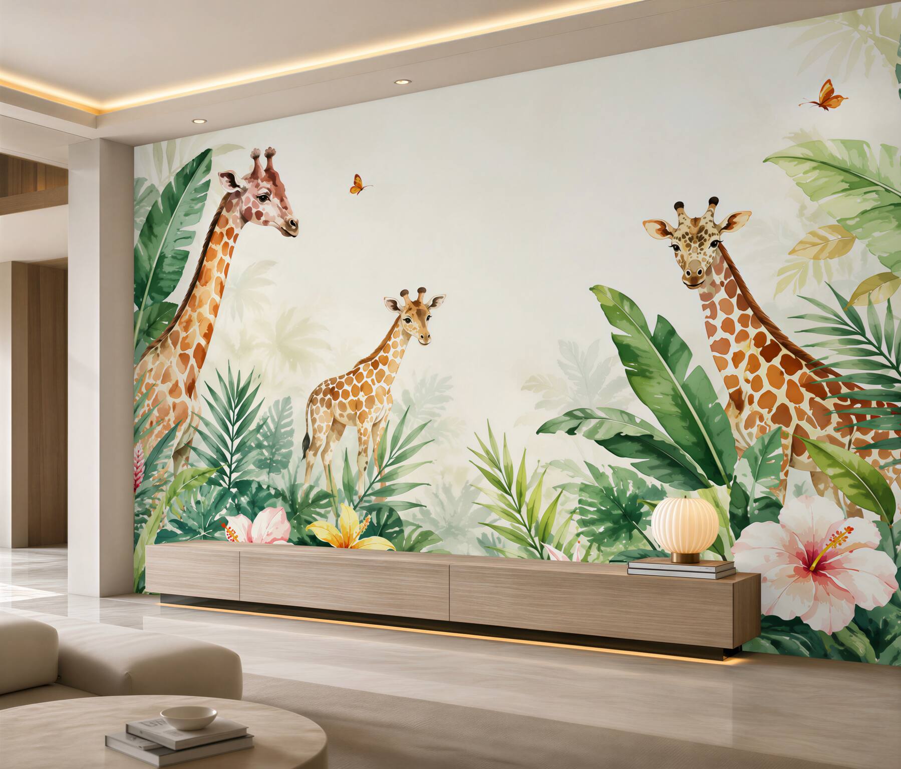 Papier peint Girafes se promenant dans la jungle