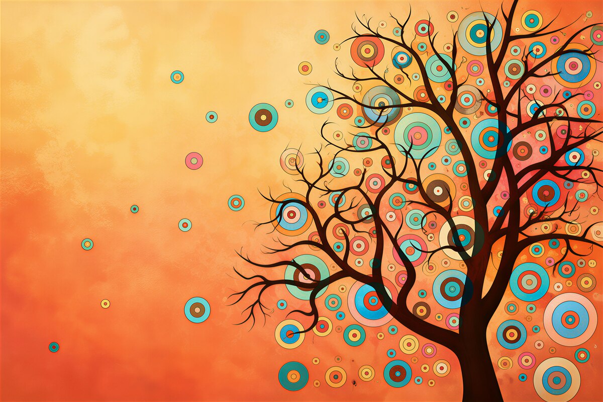 Papier peint Résumé d'arbre au coucher de soleil