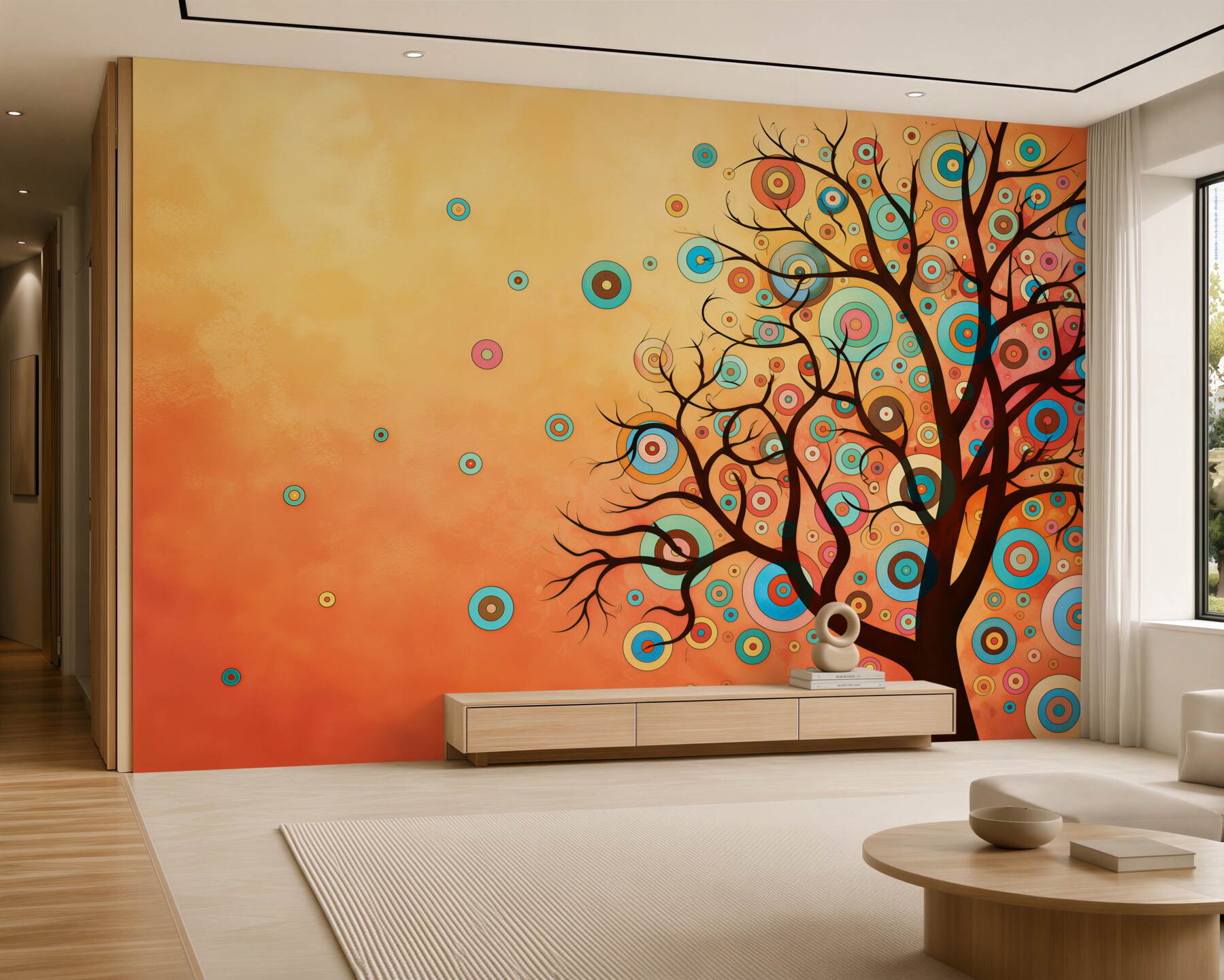 Papier peint Résumé d'arbre au coucher de soleil
