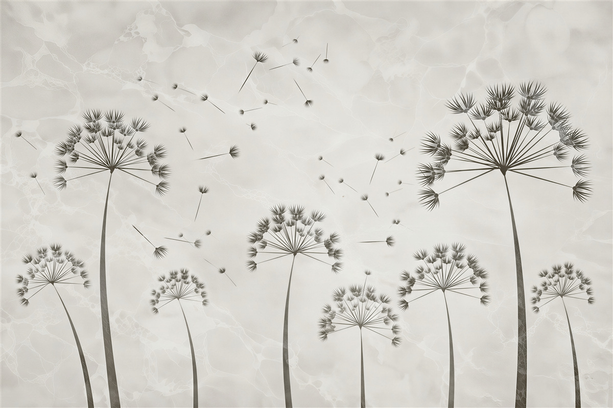 Papier peint Le vent disperse les pissenlits