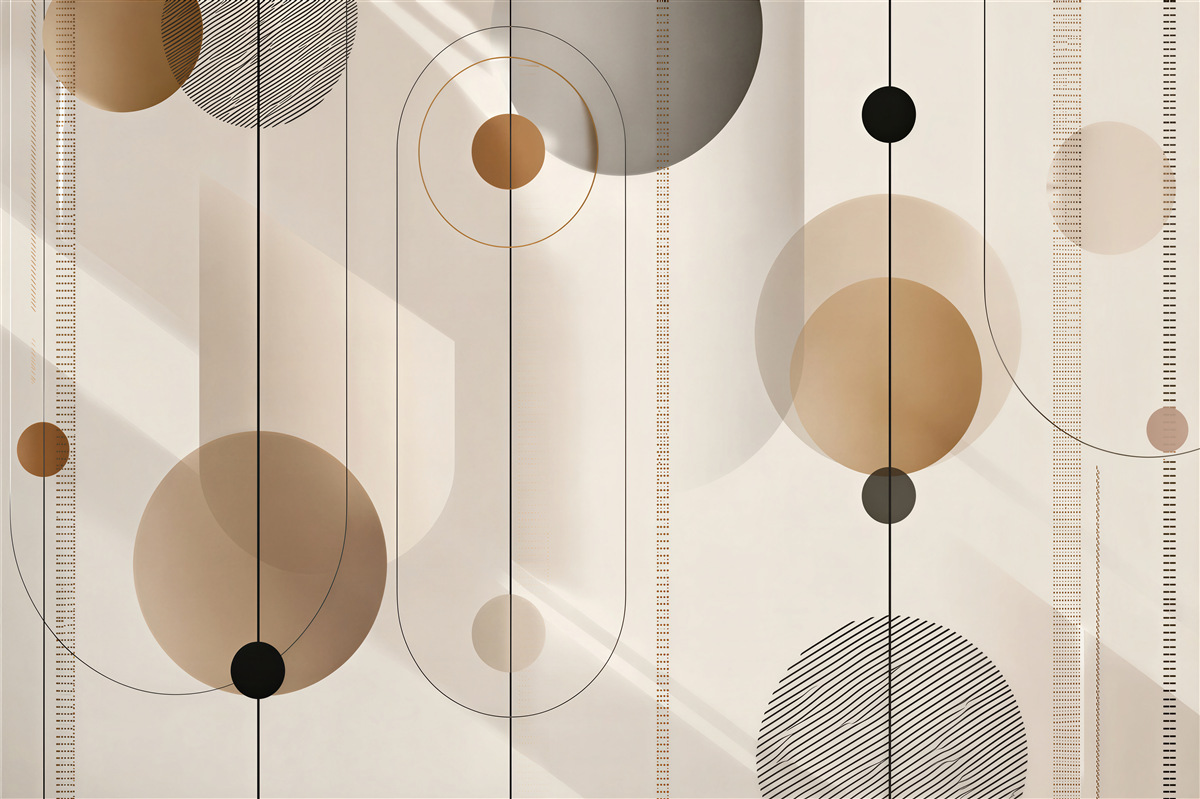Papier peint Cercles abstraits et lignes légères