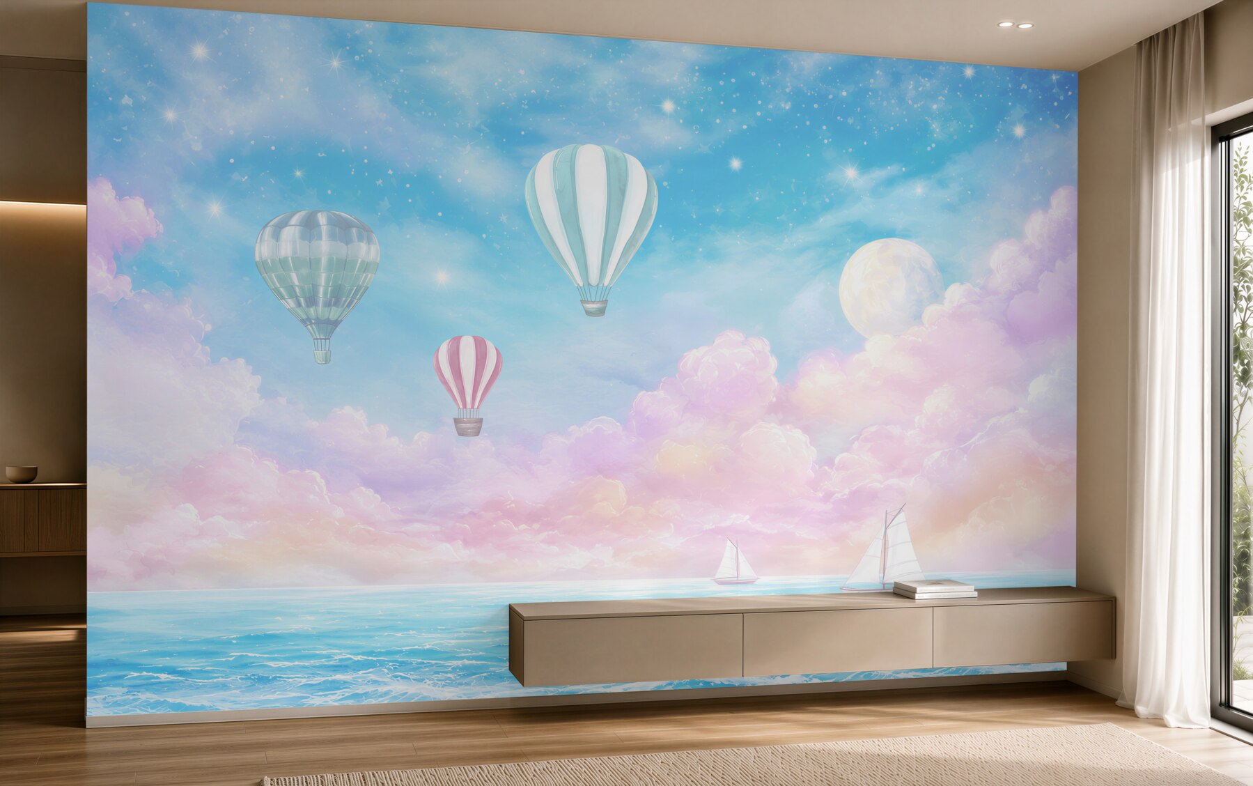 Papier peint Ballons au-dessus des yachts