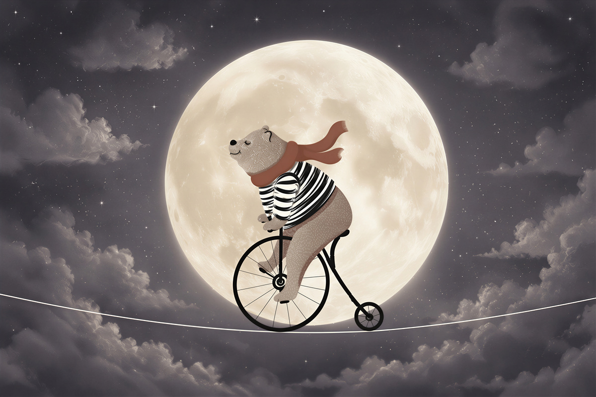 Papier peint Panda de cirque à vélo