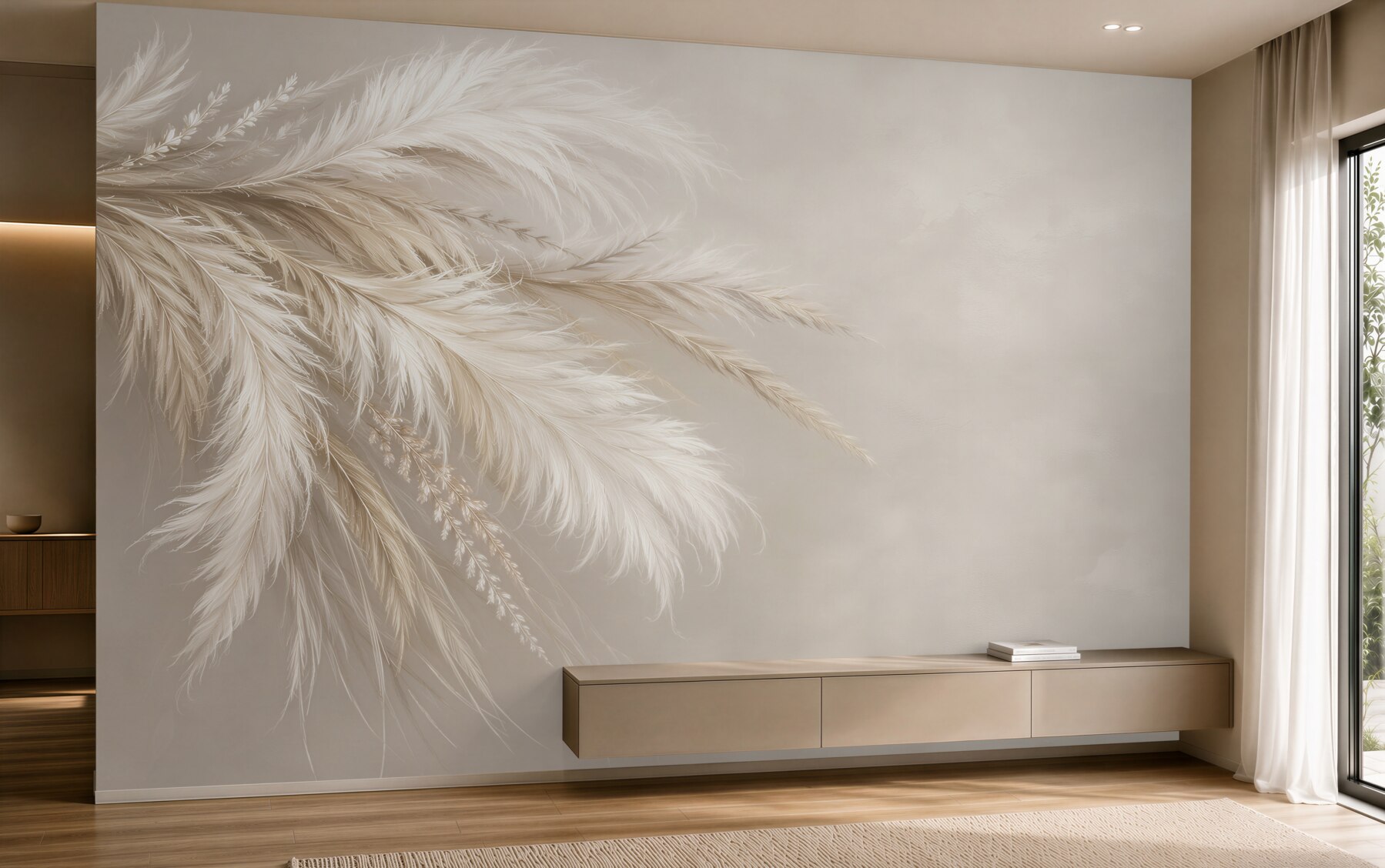 Papier peint Plumes délicates beiges