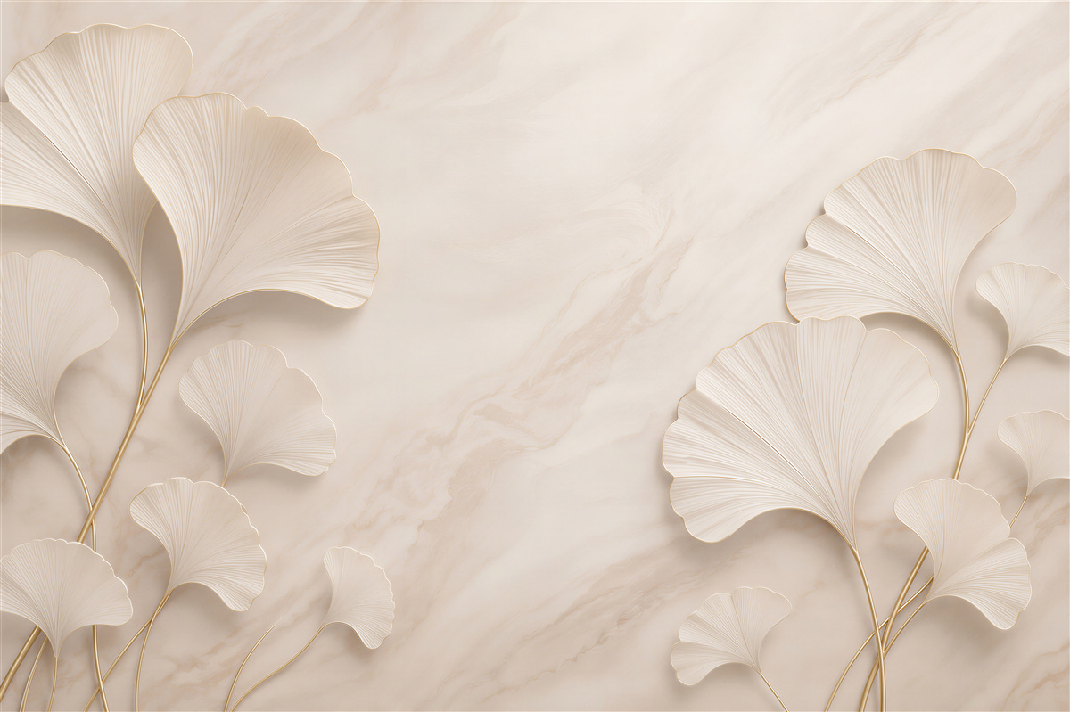 Papier peint Feuilles élégantes en beige
