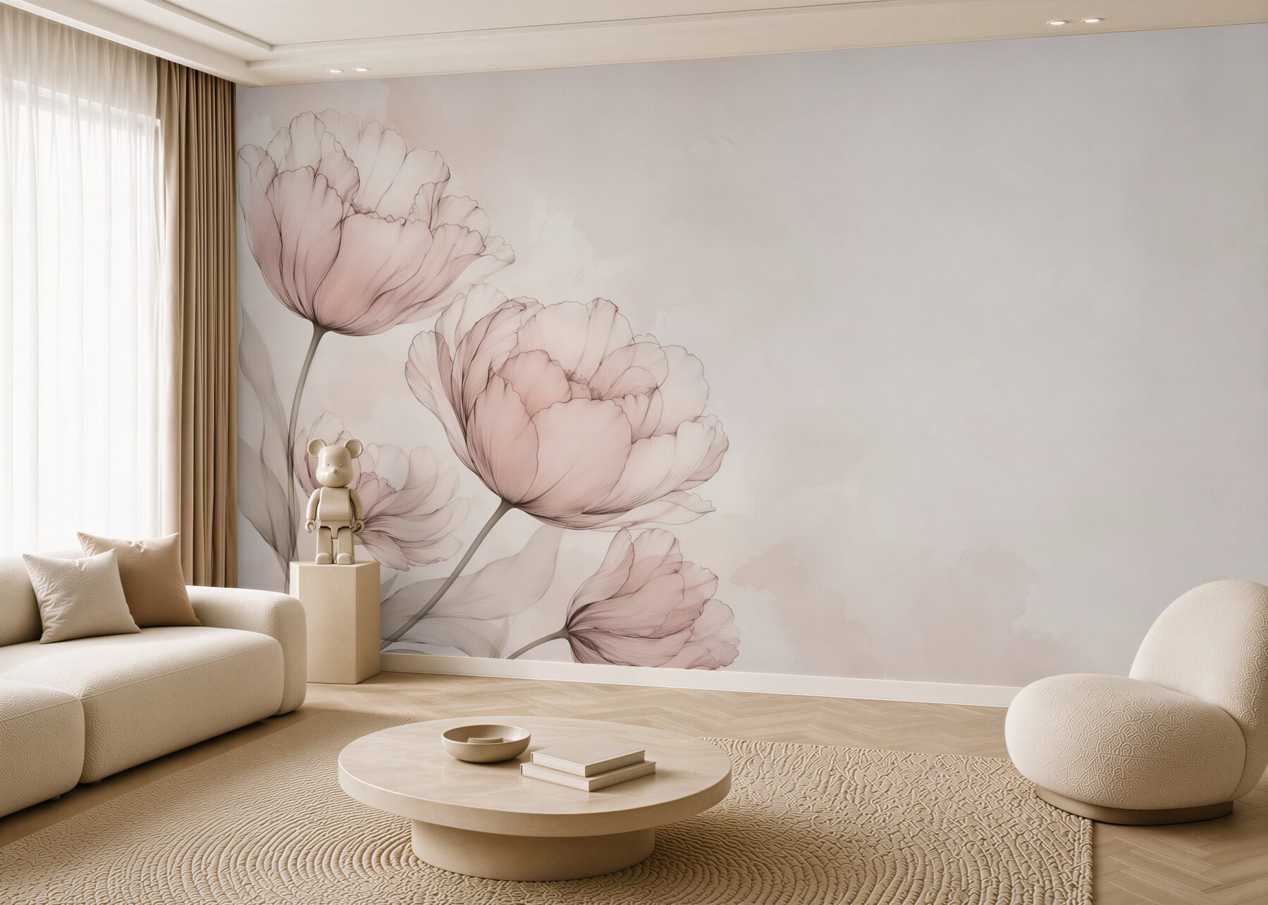 Papier peint Fleurs élégantes en poudre